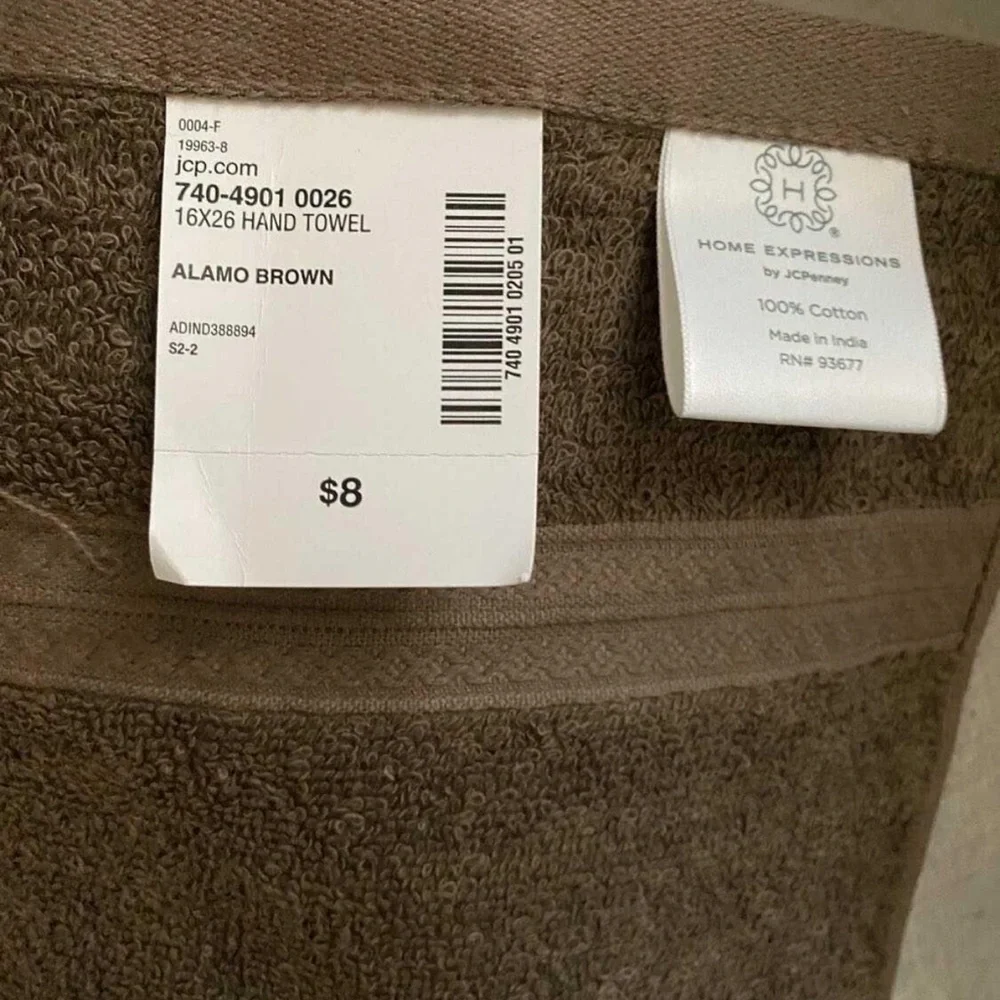 New Set Of 6 Alamo Brown Home Expressions Hand Towelss